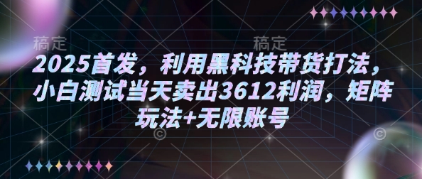 2025首发，利用黑科技带货打法，小白测试当天卖出3612利润，矩阵玩法+无限账号【揭秘】直击课堂-直击课堂博客|网赚教程_各大网赚论坛VIP教程直击课堂博客