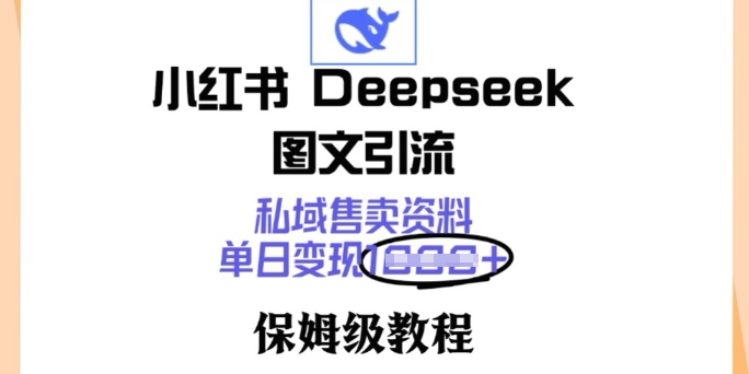 小红书Deepseek图文引流，私域售卖资料，单日变现多张，保姆级教程直击课堂-直击课堂博客|网赚教程_各大网赚论坛VIP教程直击课堂博客