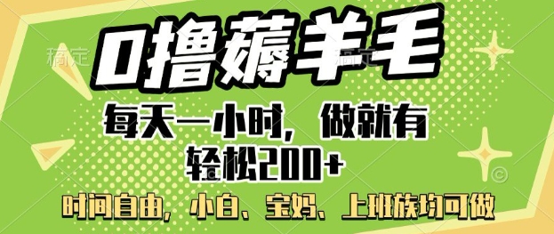 0撸薅羊毛，每天一小时，做就有轻松2张，小白宝妈，上班族均可做直击课堂-直击课堂博客|网赚教程_各大网赚论坛VIP教程直击课堂博客