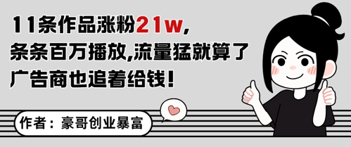 11条作品涨粉21W，条条百W播放，流量猛就算了，广告商也追着给钱直击课堂-直击课堂博客|网赚教程_各大网赚论坛VIP教程直击课堂博客