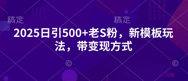2025日引500+老S粉，新模板玩法，带变现方式直击课堂-直击课堂博客|网赚教程_各大网赚论坛VIP教程直击课堂博客