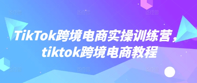 TikTok跨境电商实操训练营，tiktok跨境电商教程直击课堂-直击课堂博客|网赚教程_各大网赚论坛VIP教程直击课堂博客