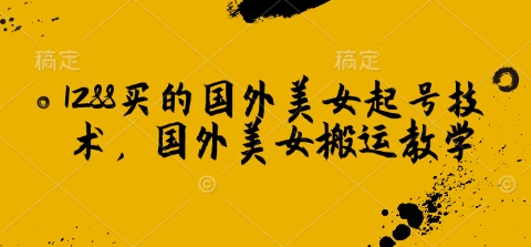 1288买的国外美女起号技术，国外美女搬运教学直击课堂-直击课堂博客|网赚教程_各大网赚论坛VIP教程直击课堂博客