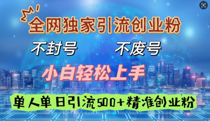 全网独家引流创业粉，不封号、不费号，小白轻松上手，单人单日引流500+精准创业粉直击课堂-直击课堂博客|网赚教程_各大网赚论坛VIP教程直击课堂博客