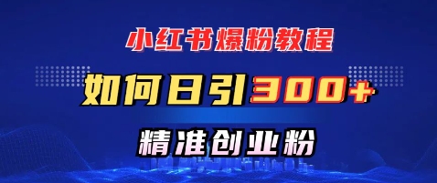 小红书爆粉教程，如何日引300+创业粉，快速实现精准变现直击课堂-直击课堂博客|网赚教程_各大网赚论坛VIP教程直击课堂博客