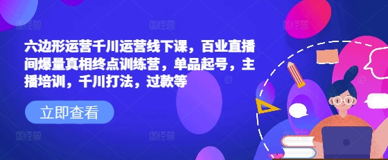 六边形运营千川运营线下课，百业直播间爆量真相终点训练营，单品起号，主播培训，千川打法，过款等直击课堂-直击课堂博客|网赚教程_各大网赚论坛VIP教程直击课堂博客