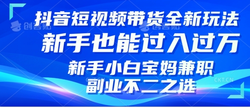 抖音短视频带货全新升级玩法，小白也能月入过W，适合新手宝妈兼职副业的不二之选!直击课堂-直击课堂博客|网赚教程_各大网赚论坛VIP教程直击课堂博客