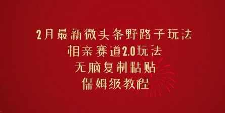 2月最新微头条野路子玩法，相亲赛道2.0玩法，无脑复制粘贴，保姆级教程直击课堂-直击课堂博客|网赚教程_各大网赚论坛VIP教程直击课堂博客