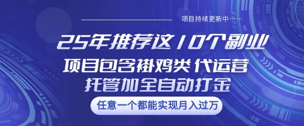 25年推荐这10个副业项目包含褂鸡类、代运营托管类、全自动打金类【揭秘】直击课堂-直击课堂博客|网赚教程_各大网赚论坛VIP教程直击课堂博客