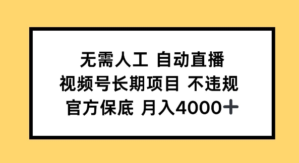 无需人工自动直播，视频号长期项目 不违规，官方保底月入4k左右直击课堂-直击课堂博客|网赚教程_各大网赚论坛VIP教程直击课堂博客
