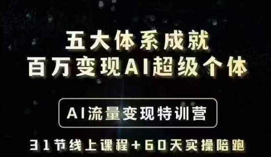五大体系成就百万变现AI超级个体- AI流量变现特训营，一步一步教你一个人怎么年入百W直击课堂-直击课堂博客|网赚教程_各大网赚论坛VIP教程直击课堂博客