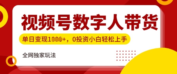 最新视频号数学人带货实操玩法，新手单日轻松多张，全程干货直击课堂-直击课堂博客|网赚教程_各大网赚论坛VIP教程直击课堂博客