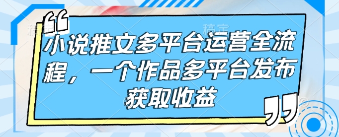 小说推文多平台运营全流程，一个作品多平台发布获取收益直击课堂-直击课堂博客|网赚教程_各大网赚论坛VIP教程直击课堂博客