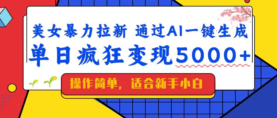 （14347期）美女暴力拉新，通过AI一键生成，单日疯狂变现5000+，纯小白一学就会！直击课堂-直击课堂博客|网赚教程_各大网赚论坛VIP教程直击课堂博客