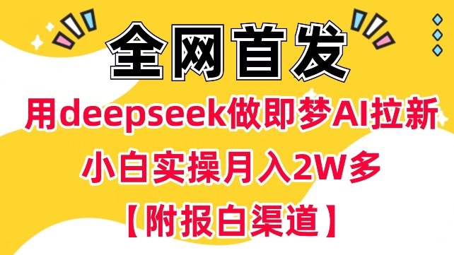 用deepseek做即梦Ai拉新 小白实操月入过W+【附报白渠道】直击课堂-直击课堂博客|网赚教程_各大网赚论坛VIP教程直击课堂博客