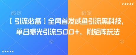 【引流必备】全网首发咸鱼引流黑科技，单日曝光引流500+，附矩阵玩法【揭秘】直击课堂-直击课堂博客|网赚教程_各大网赚论坛VIP教程直击课堂博客