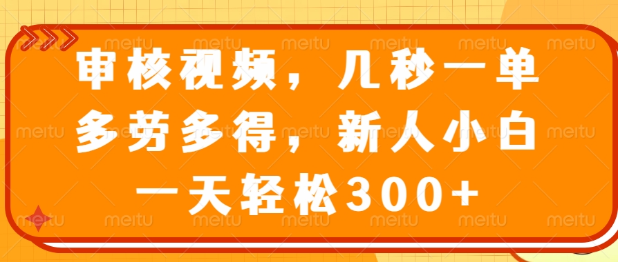 （14294期）审核视频，几秒一单，多劳多得，新人小白一天轻松300+直击课堂-直击课堂博客|网赚教程_各大网赚论坛VIP教程直击课堂博客