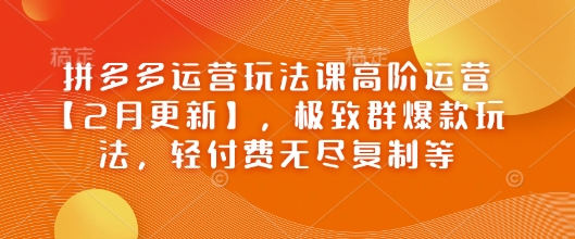 拼多多运营玩法课高阶运营【2月更新】，极致群爆款玩法，轻付费无尽复制等直击课堂-直击课堂博客|网赚教程_各大网赚论坛VIP教程直击课堂博客