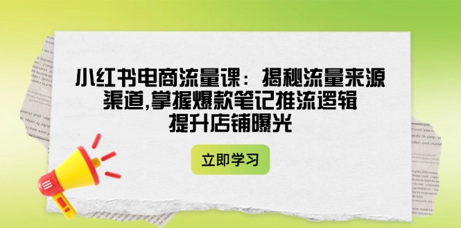 （14318期）小红书电商流量课：揭秘流量来源渠道,掌握爆款笔记推流逻辑,提升店铺曝光直击课堂-直击课堂博客|网赚教程_各大网赚论坛VIP教程直击课堂博客