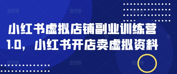 小红书虚拟店铺副业训练营1.0，小红书开店卖虚拟资料直击课堂-直击课堂博客|网赚教程_各大网赚论坛VIP教程直击课堂博客