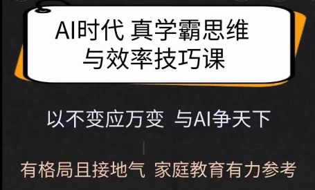 Ai时代真学霸思维与学习方法课，有格局且接地气，家庭教育有力参考直击课堂-直击课堂博客|网赚教程_各大网赚论坛VIP教程直击课堂博客