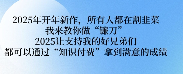 2025年开年新作，所有人都在割韭菜，我来教你做“镰刀” 2025让支持我的好兄弟们都可以通过“知识付费”拿到满意的成绩【揭秘】直击课堂-直击课堂博客|网赚教程_各大网赚论坛VIP教程直击课堂博客
