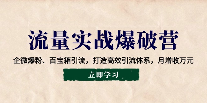 （14039期）流量实战爆破营：企微爆粉、百宝箱引流，打造高效引流体系，月增收万元直击课堂-直击课堂博客|网赚教程_各大网赚论坛VIP教程直击课堂博客