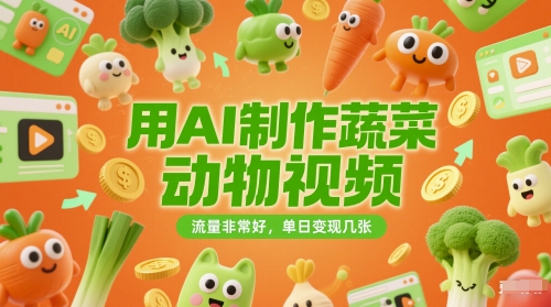 用AI制作蔬菜动物视频，流量非常好，单日变现几张直击课堂-直击课堂博客|网赚教程_各大网赚论坛VIP教程直击课堂博客