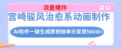 宫崎骏风治愈系动画制作，AI软件一键生成原创视频流量爆炸，单日变现多张，详细实操流程直击课堂-直击课堂博客|网赚教程_各大网赚论坛VIP教程直击课堂博客