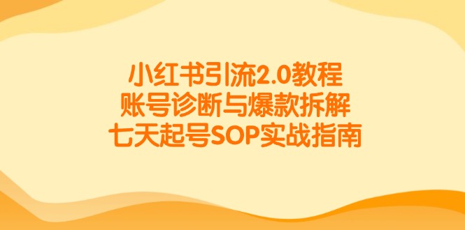小红书引流2.0教程，账号诊断与爆款拆解，七天起号SOP实战指南直击课堂-直击课堂博客|网赚教程_各大网赚论坛VIP教程直击课堂博客