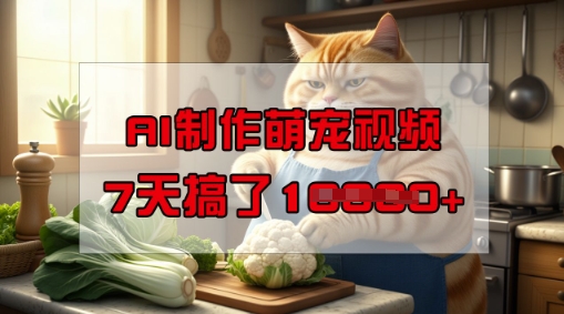 靠AI制作萌宠视频，操作简单门槛低，有手机就行，7天搞了1W直击课堂-直击课堂博客|网赚教程_各大网赚论坛VIP教程直击课堂博客