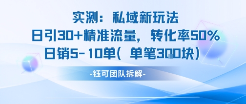 实测私域新玩法日引30加精准流量转化率50%日销5-10单每笔3张直击课堂-直击课堂博客|网赚教程_各大网赚论坛VIP教程直击课堂博客