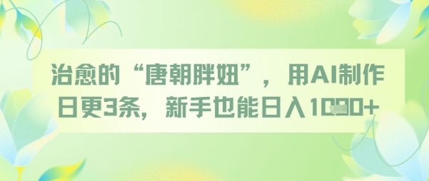 治愈的“唐朝胖妞”，用AI制作日更3条，新手也能日入多张直击课堂-直击课堂博客|网赚教程_各大网赚论坛VIP教程直击课堂博客