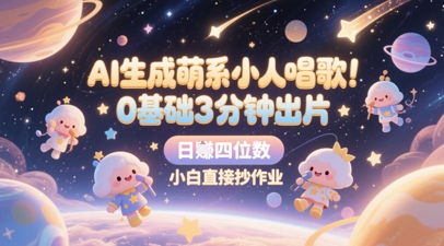AI生成萌系小人唱歌，0基础3分钟出片，28个作品涨粉8.9W，单条最高19W赞，日入四位数，小白直接抄作业直击课堂-直击课堂博客|网赚教程_各大网赚论坛VIP教程直击课堂博客