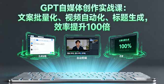 GPT自媒体创作实战课：文案批量化、视频自动化、标题生成，效率提升100倍直击课堂-直击课堂博客|网赚教程_各大网赚论坛VIP教程直击课堂博客