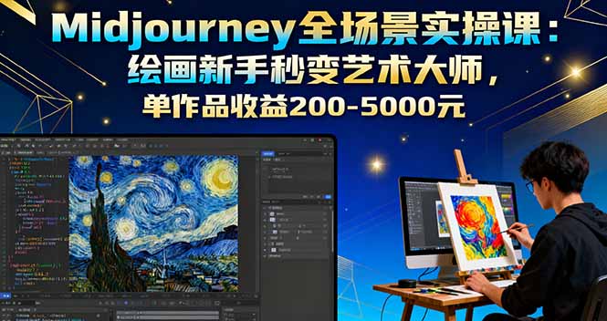 Midjourney全场景实操课：绘画新手秒变艺术大师，单作品收益200-5000元直击课堂-直击课堂博客|网赚教程_各大网赚论坛VIP教程直击课堂博客