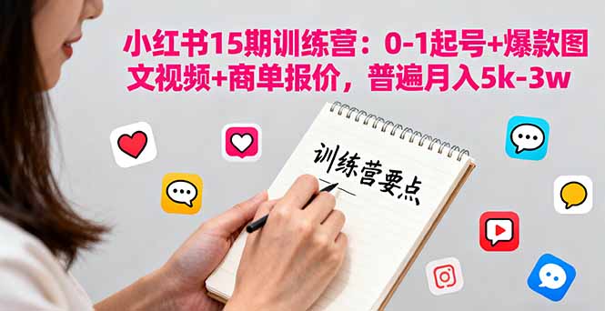 小红书15期训练营：0-1起号+爆款图文视频+商单报价，普遍月入5k-3w直击课堂-直击课堂博客|网赚教程_各大网赚论坛VIP教程直击课堂博客