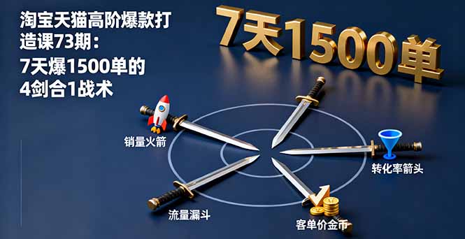 淘宝天猫高阶爆款打造课73期：7天爆1500单的4剑合1战术直击课堂-直击课堂博客|网赚教程_各大网赚论坛VIP教程直击课堂博客