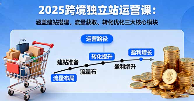 2025跨境独立站运营课：涵盖建站搭建、流量获取、转化优化三大核心模块直击课堂-直击课堂博客|网赚教程_各大网赚论坛VIP教程直击课堂博客