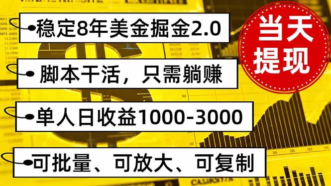 稳定8年美金掘金2.0脚本干活，只需躺赚。单人日收益1000-3000可批量、…直击课堂-直击课堂博客|网赚教程_各大网赚论坛VIP教程直击课堂博客