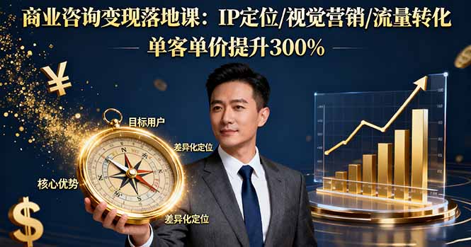 商业咨询变现落地课：IP定位/视觉营销/流量转化，单客单价提升300%直击课堂-直击课堂博客|网赚教程_各大网赚论坛VIP教程直击课堂博客