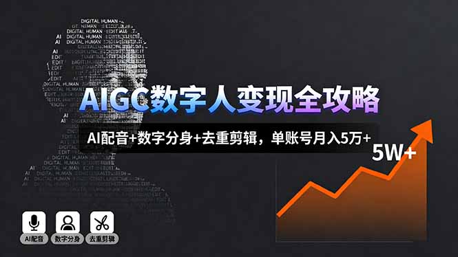 AIGC数字人变现全攻略，AI配音+数字分身+去重剪辑，单账号月入5万+直击课堂-直击课堂博客|网赚教程_各大网赚论坛VIP教程直击课堂博客