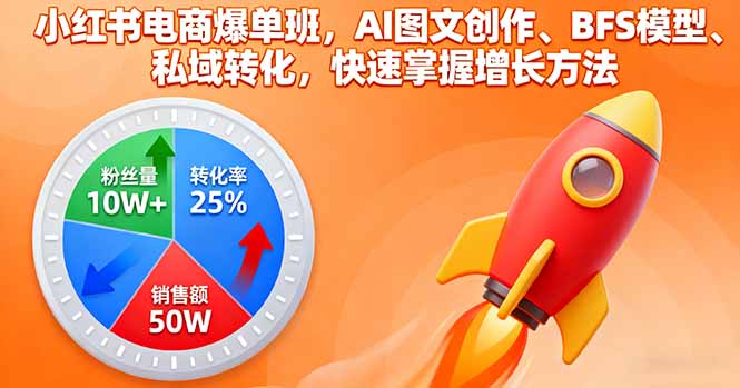小红书电商爆单班，AI图文创作、BFS模型、私域转化，快速掌握增长方法直击课堂-直击课堂博客|网赚教程_各大网赚论坛VIP教程直击课堂博客