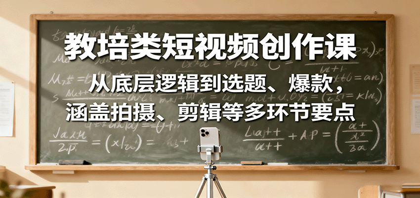 教培类短视频创作课：从底层逻辑到选题、爆款，涵盖拍摄、剪辑等多环节要点直击课堂-直击课堂博客|网赚教程_各大网赚论坛VIP教程直击课堂博客