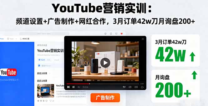 YouTube营销实训：频道设置+广告制作+网红合作，3月订单42w刀月询盘200+直击课堂-直击课堂博客|网赚教程_各大网赚论坛VIP教程直击课堂博客