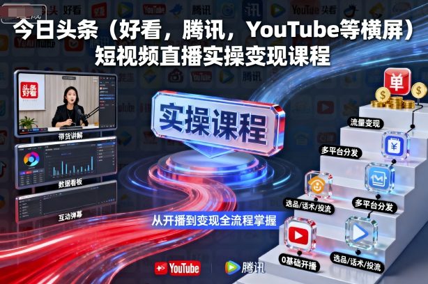 今日头条(好看，腾讯，YouTube等横屏)短视频直播实操变现课程直击课堂-直击课堂博客|网赚教程_各大网赚论坛VIP教程直击课堂博客