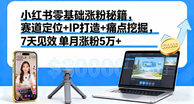 小红书零基础涨粉秘籍，赛道定位+IP打造+痛点挖掘，7天见效 单月涨粉5万+直击课堂-直击课堂博客|网赚教程_各大网赚论坛VIP教程直击课堂博客