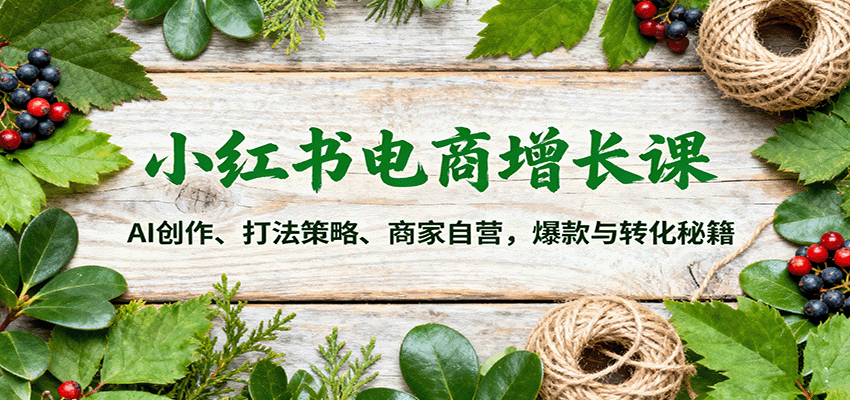 小红书电商增长课：AI创作、打法策略、商家自营，爆款与转化秘籍直击课堂-直击课堂博客|网赚教程_各大网赚论坛VIP教程直击课堂博客