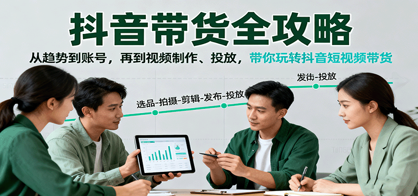 抖音带货全攻略：从趋势到账号，再到视频制作、投放，带你玩转抖音短视频带货直击课堂-直击课堂博客|网赚教程_各大网赚论坛VIP教程直击课堂博客