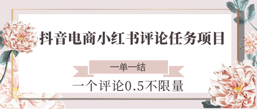 抖音电商小红书评论任务项目，一个评论0.5，一单一结 不限量直击课堂-直击课堂博客|网赚教程_各大网赚论坛VIP教程直击课堂博客